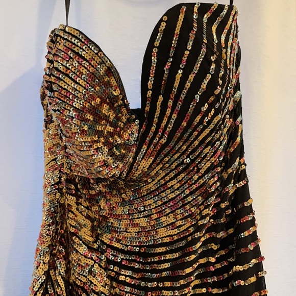 Never worn Terani Couture Dress black dress with multi color sequins. - Picture 3 of 5